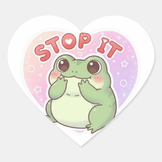 Stop It Frog Sticker Cute Shy Blushing Frog Romant (Vorderseite)