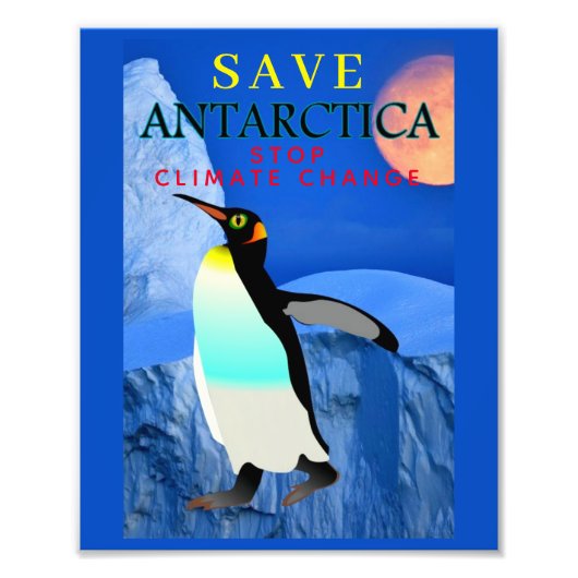 Stop Klimawandel Globale Erwärmung Kaiser-Pinguin Fotodruck (Vorne)