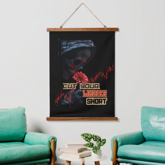 Stop loss | Motivation | Fantasy trade Design Wandteppich Mit Holzrahmen (Wohnzimmer)