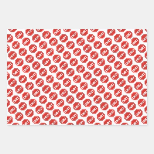 STOP: NAME/WORT CUSTOMIZE Funny Einzigartige Neuhe Geschenkpapier Set (Vorderseite)