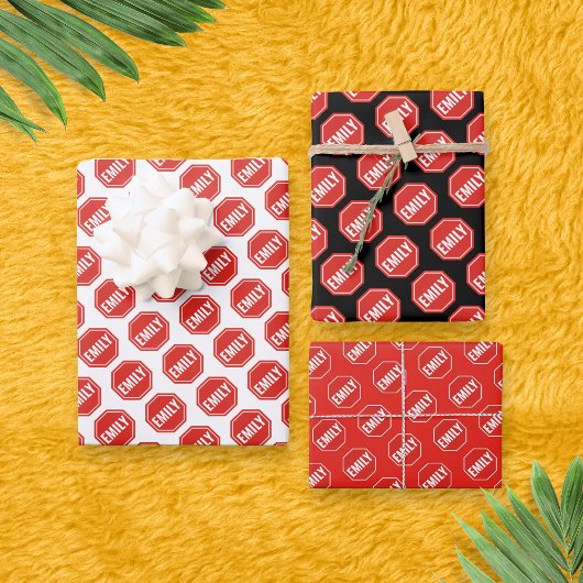 STOP: NAME/WORT CUSTOMIZE Funny Einzigartige Neuhe Geschenkpapier Set