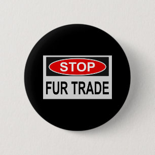 Stop Pelzhandel Schild rot Button