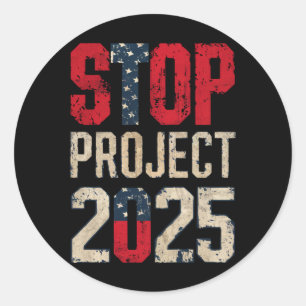 Stop Project 2025 Trump Biden Vintage Runder Aufkleber