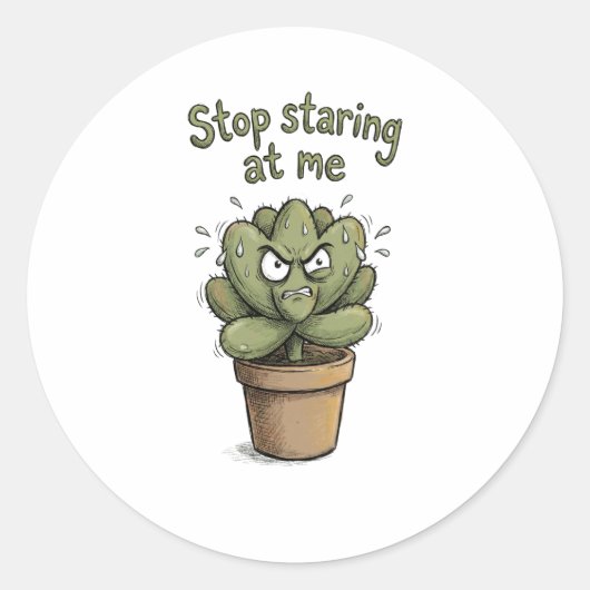 Stop Staring at Me – Funny Succulent Sticker (Vorderseite)