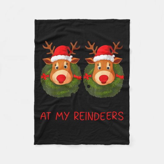 Stop Staring At My Reindeers Funny Christmas Adult Fleecedecke (Vorderseite)