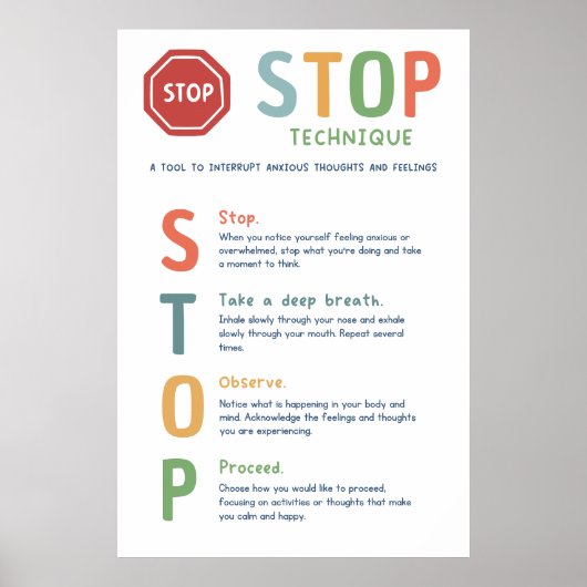 STOP Technique Mindset Klassenzimmer Poster (Vorne)
