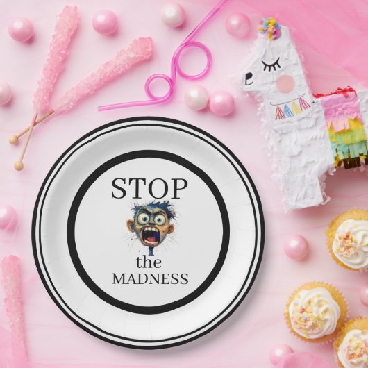 Stop the Madness Paper Plate Pappteller (Party)