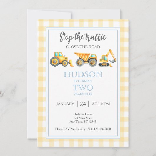 Stop the Traffic Construction Party Invitation Einladung (Vorderseite)