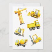 Stop The Traffic Construction Trucks Birthday Einladung (Rückseite)