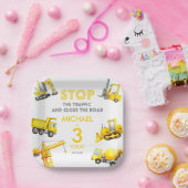 Stop The Traffic Construction Trucks Birthday Pappteller (Party)