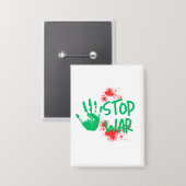 Stop War – Bold Handprint Anti-War Graphic Design Button (Vorderseite/Rückseite)