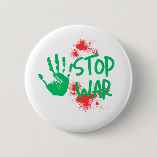 Stop War – Bold Handprint Anti-War Graphic Design Button (Vorderseite)