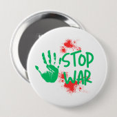 Stop War – Bold Handprint Anti-War Graphic Design Button (Vorne & Hinten)