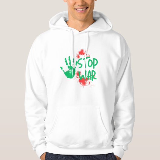 Stop War – Bold Handprint Anti-War Graphic Design Hoodie (Vorderseite)