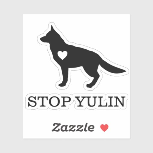 STOP YULIN Hund Vinyl Cut Sticker (Blatt)