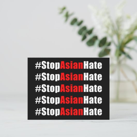 #StopAsianHate Square Postkarte (Stehend Vorderseite)