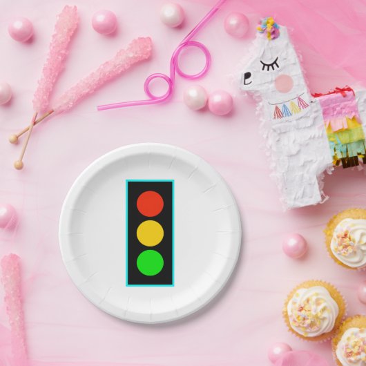 Stopfen mit hellblauer Grenze Pappteller (Party)