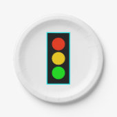 Stopfen mit hellblauer Grenze Pappteller (Vorderseite)