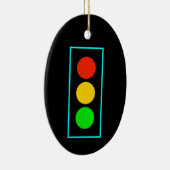 Stoplight mit hellblauer Grenze Keramik Ornament (Rechts)