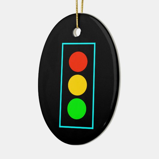 Stoplight mit hellblauer Grenze Keramik Ornament (Links)