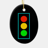Stoplight mit hellblauer Grenze Keramik Ornament (Hinten)