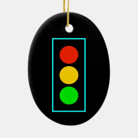 Stoplight mit hellblauer Grenze Keramik Ornament (Hinten)