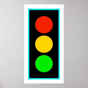 Stoplight mit hellblauer Grenze Poster