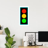 Stoplight mit hellblauer Grenze Poster (Heimbüro)