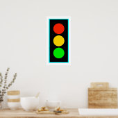 Stoplight mit hellblauer Grenze Poster (Küche)