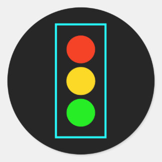Stoplight mit hellblauer Grenze Runder Aufkleber