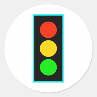 Stoplight mit hellblauer Grenze Runder Aufkleber