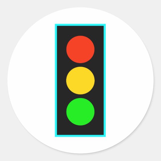 Stoplight mit hellblauer Grenze Runder Aufkleber (Vorderseite)