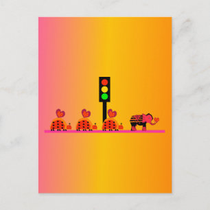 Stoplight mit Herz Karawane, Dreammerhintergrund Postkarte