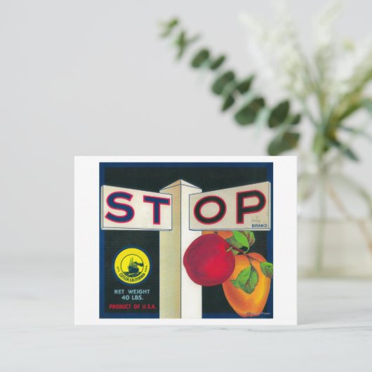Stopp Apple Crate LabelCutler, CA Postkarte (Stehend Vorderseite)
