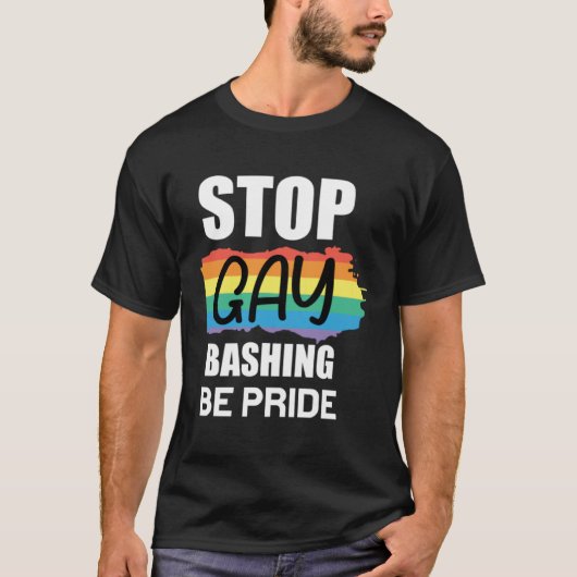 Stopp Bashing sein Pride Lesbian Bisexuelle Trans T-Shirt (Vorderseite)