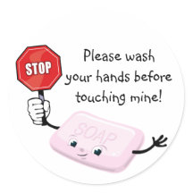 Stopp Bitte den Aufkleber mit den Händen waschen