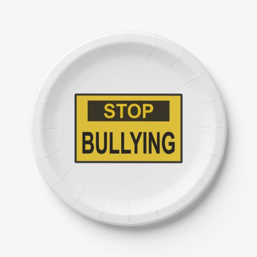 Stopp Bullying Sign Gelb Pappteller (Vorderseite)