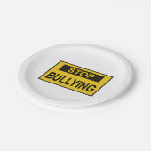 Stopp Bullying Sign Gelb Pappteller (Schrägansicht)