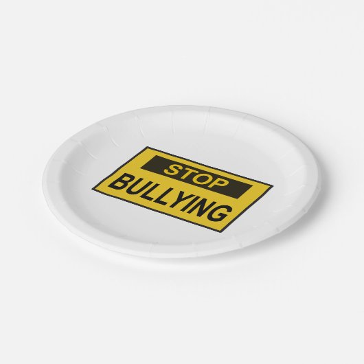 Stopp Bullying Sign Gelb Pappteller (Schrägansicht)