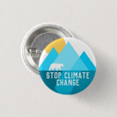 Stopp Climate Change Polar Glacier Button (Vorne & Hinten)