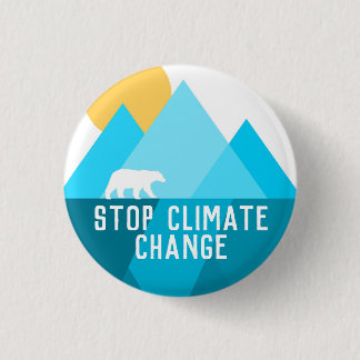 Stopp Climate Change Polar Glacier Button