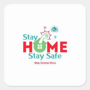 Stopp Corona Quadratischer Aufkleber