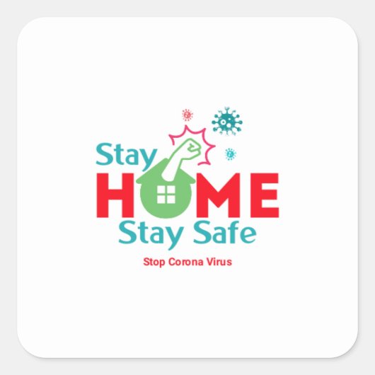 Stopp Corona Quadratischer Aufkleber (Vorderseite)