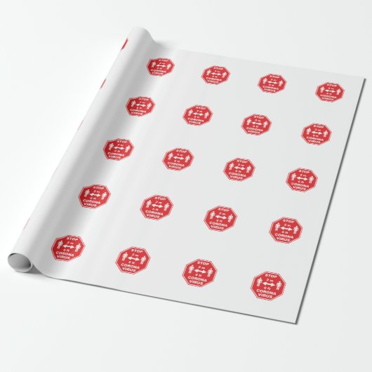 Stopp Corona Virus Behalte Ihre Entfernung Geschenkpapier (Ungerollt)