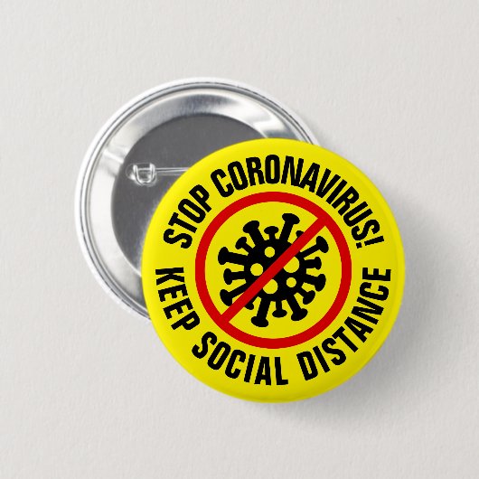 Stopp CoronaVirus Behalt Social Distance Custom Button (Vorne & Hinten)