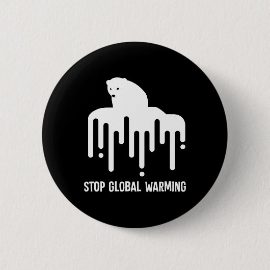 Stopp der globalen Erwärmung Klimawandel Polar Bea Button (Vorderseite)