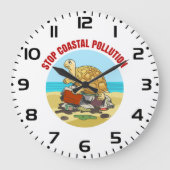 Stopp der Verschmutzung der Meeresschildkröte Umwe Große Wanduhr (Vorderseite)