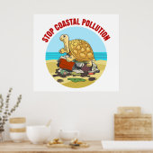 Stopp der Verschmutzung der Meeresschildkröte Umwe Poster (Küche)