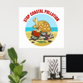 Stopp der Verschmutzung der Meeresschildkröte Umwe Poster (Heimbüro)