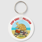 Stopp der Verschmutzung der Meeresschildkröte Umwe Schlüsselanhänger (Rückseite)